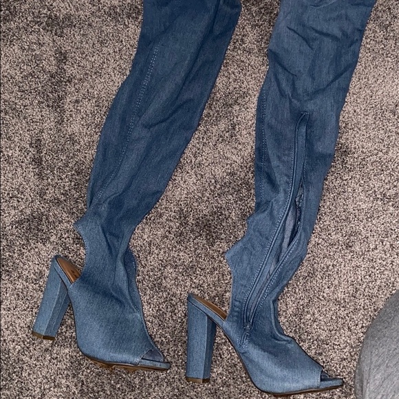 Denim over the knee boots - Picture 3 of 5